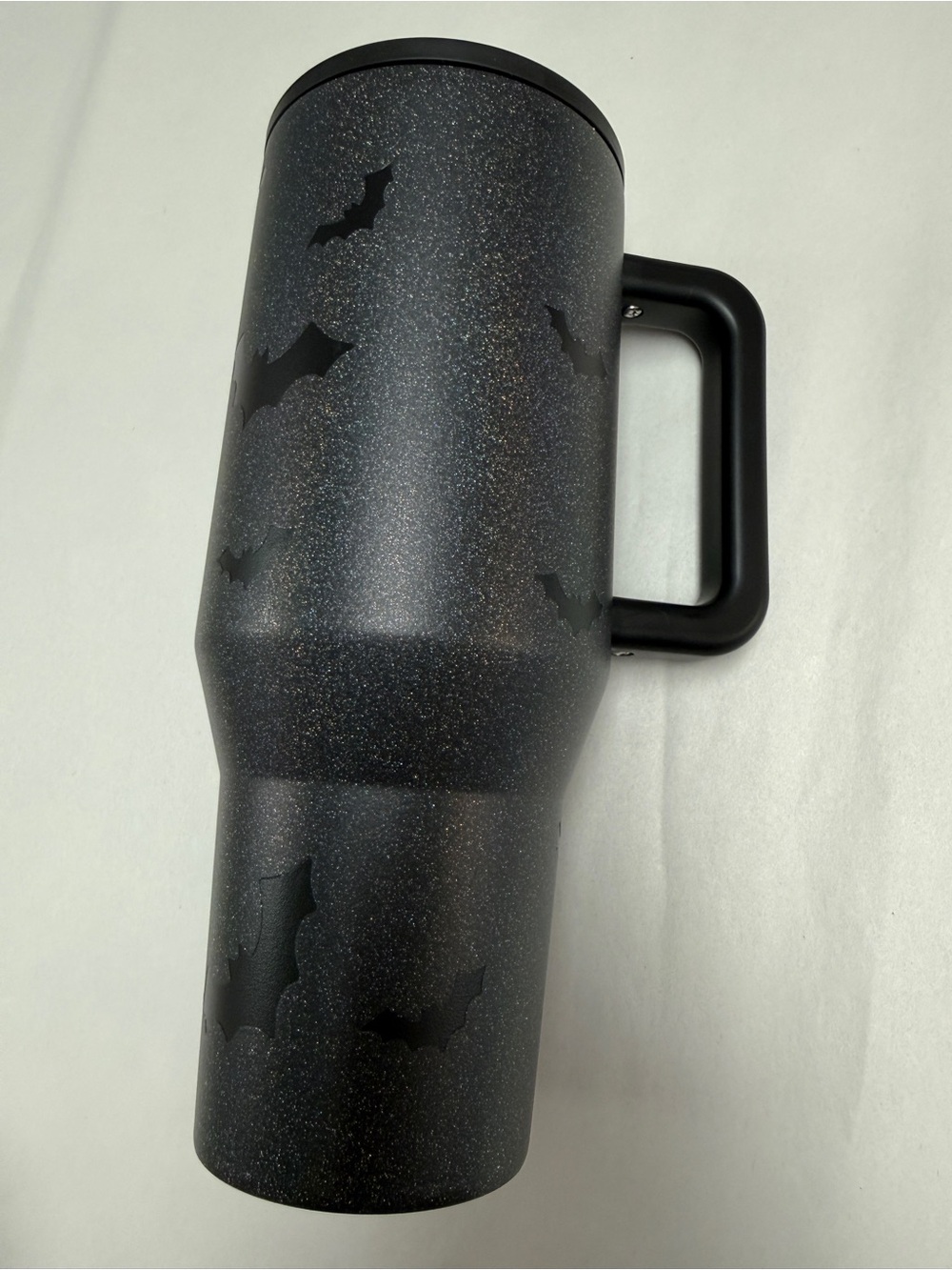 Custom Black Glitter Bat hydrojug 40oz traveler EUC